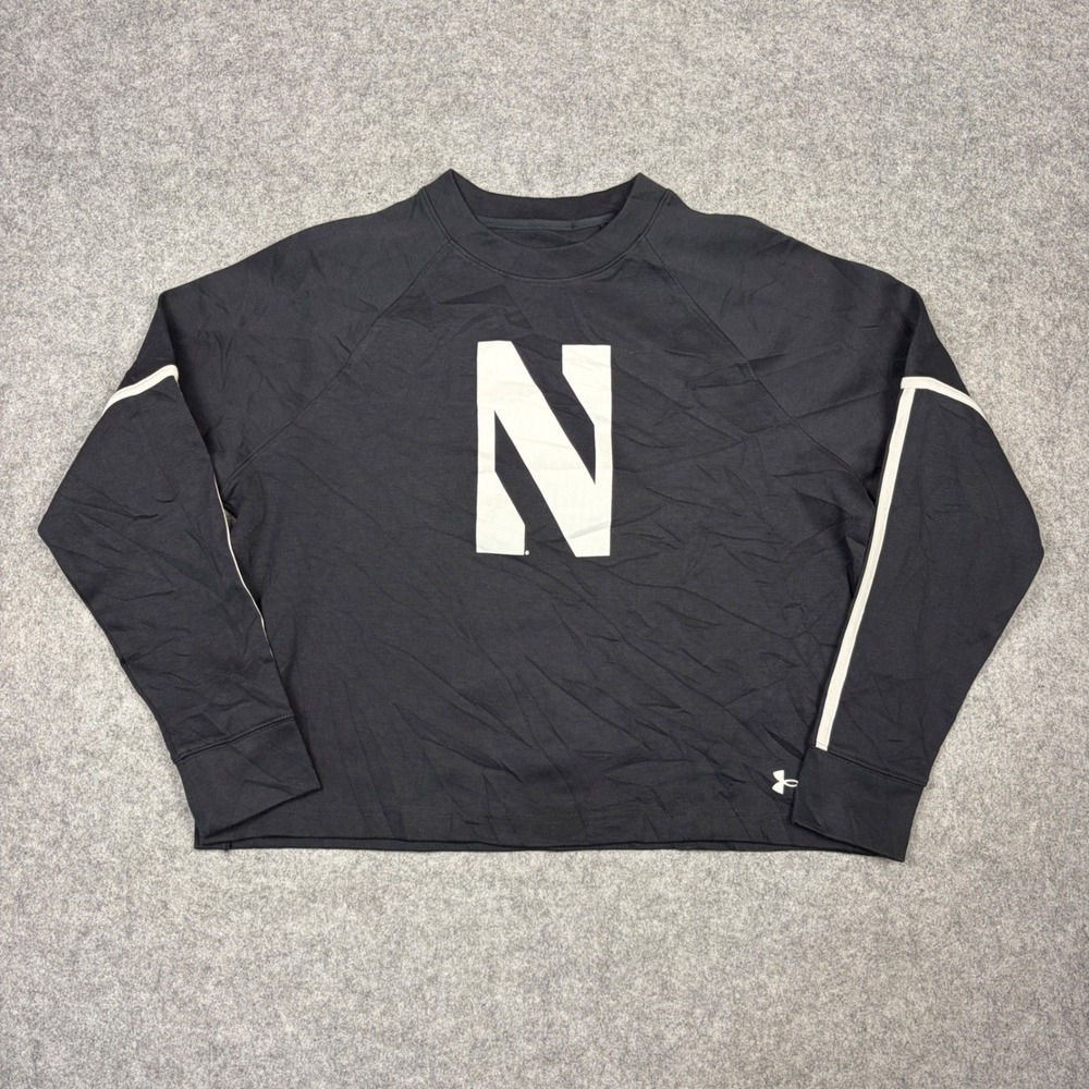 Under Armour Northwestern Wildcats Cropped Sweatshirt Black Womens Medium M